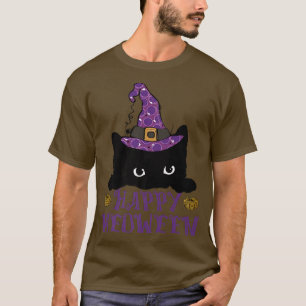 Camiseta Feliz Miopia Negra Gato de Bruxa Negra, Pavão de G