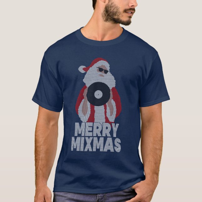 Camiseta Feliz Mixmas Vinyl DJ Papai Noel Pai Natal (Frente)