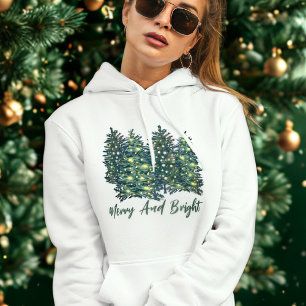 Camiseta Feliz Moderna De Aquarela E Árvore De Natal Brilha