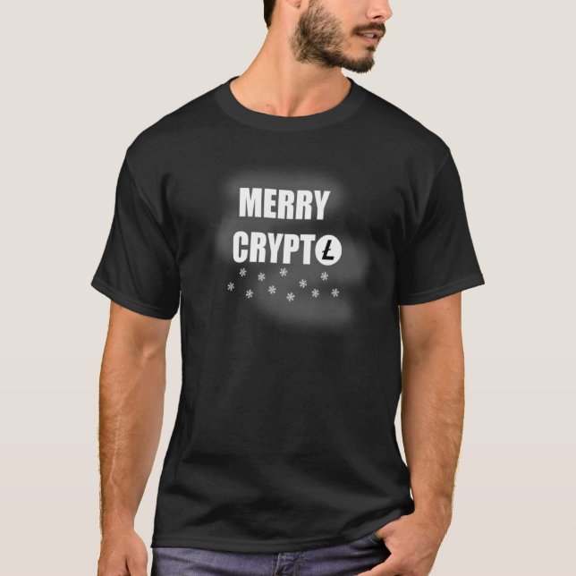 Camiseta Feliz Moeda Criptográfica Natal Moeda Litecoin Dig (Frente)