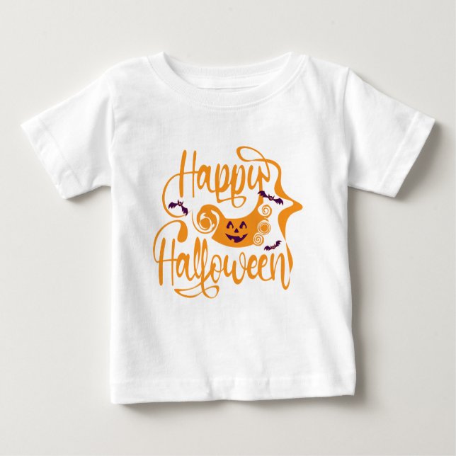Camiseta Feliz morcego de Halloween jack ou lanterna (Frente)