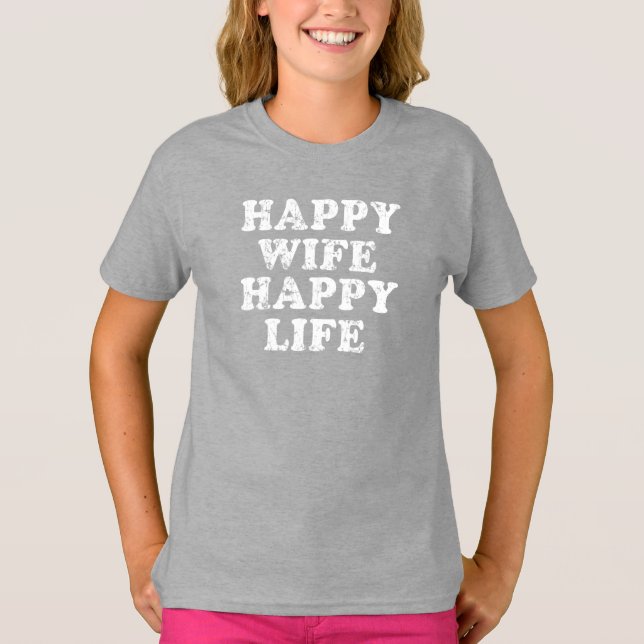 Camiseta Feliz Mulher Feliz Vida (Frente)