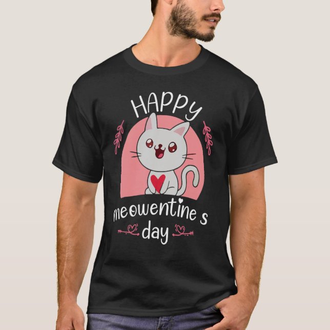 Camiseta Feliz Namorados do Dia de Meowentine Gato Gato Gaf (Frente)