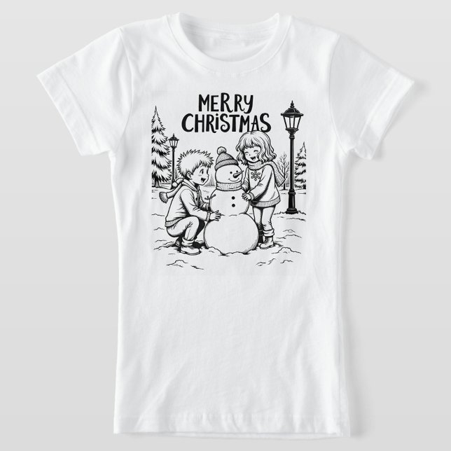 Camiseta Feliz Natal  (Merry Christmas black and white T-Shirt.  )