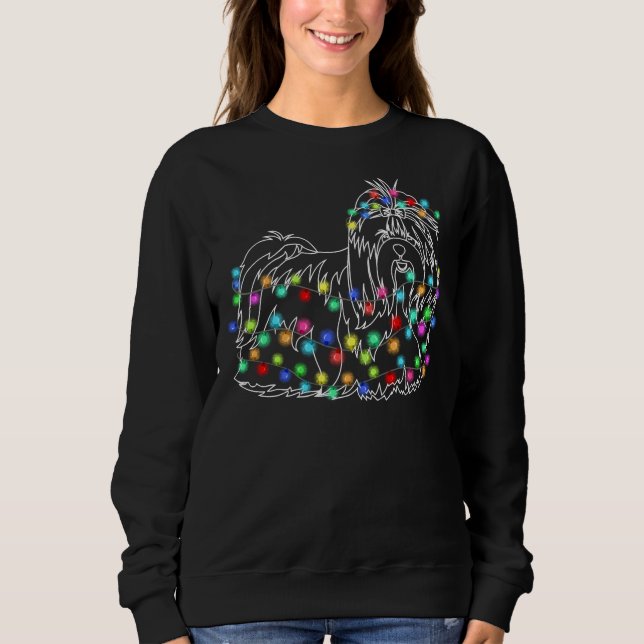 Camiseta Feliz Natal 2020 Shih Tzu Xmas Lights (Frente)