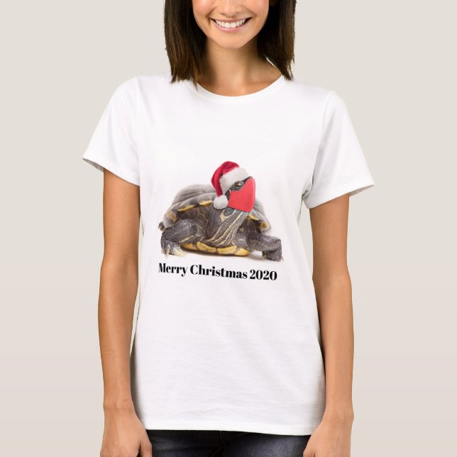 Camiseta Feliz Natal 2020 Tartaruga na Máscara (Frente)