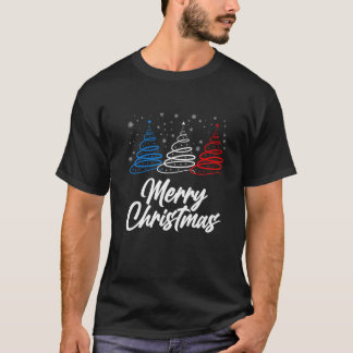 Camiseta Feliz Natal 2021 Patriótico EUA Vermelho Azul Bran