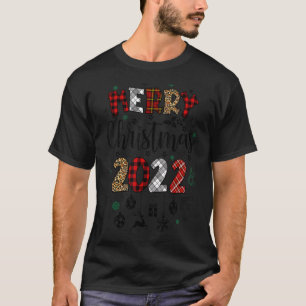 Camiseta Feliz Natal 2022 Xadrez Vermelha Leopard Buffalo P