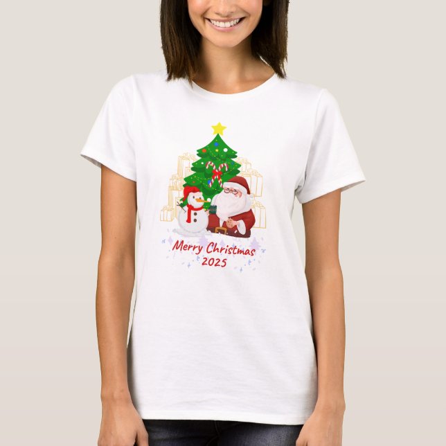 Camiseta Feliz Natal 2025 Unisex Jersey Tee (Frente)