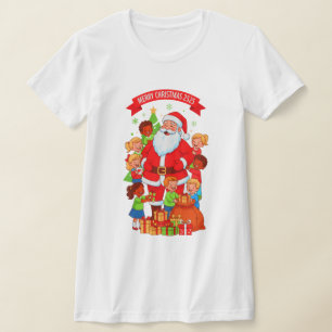 CAMISETA FELIZ NATAL 2525 BLUSA FEMININA BELLA+CANVAS SLIM