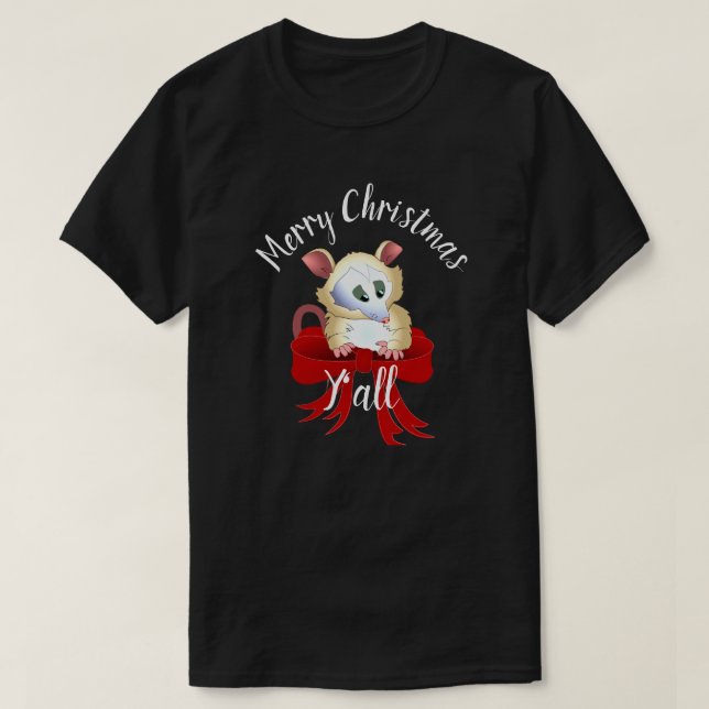 Camiseta Feliz Natal a todos com Gambá  (Frente do Design)
