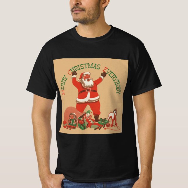 Camiseta Feliz Natal a Todos! Papai Noel Vintage (Frente)