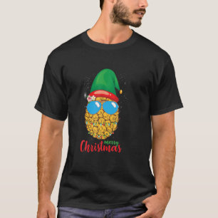 Camiseta Feliz Natal Abacaxi Santa Hat Ligeiro Xm