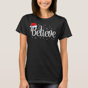 Camiseta Feliz Natal Acredita Em Matéria Familiar De Papai