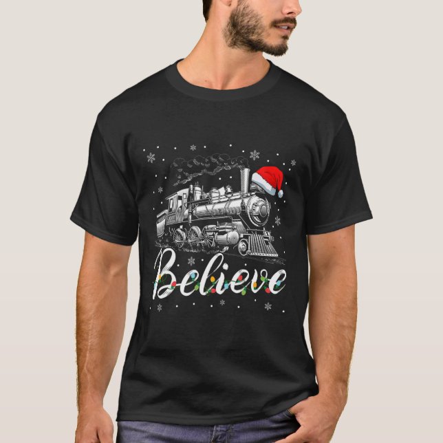 Camiseta Feliz Natal Acredita No Natal Da Família Papai Noe (Frente)