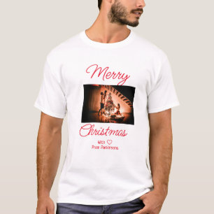 Camiseta Feliz Natal adicionar nome da família foto vermelh