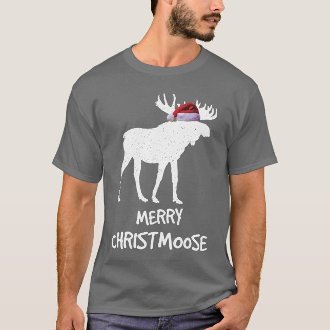 Camiseta Feliz Natal Alce Eu Amo Presentes de Alce para Ama (Frente)