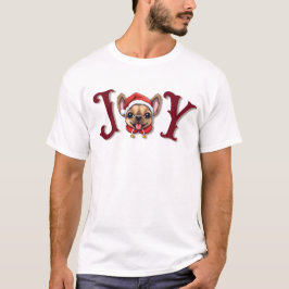 Camiseta Feliz Natal Alegria Cachorro Bulldogue Francês fof