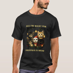 Camiseta Feliz Natal Amante de Gato Meowy Divertido Natal G