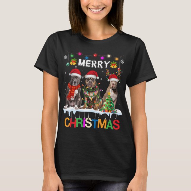 Camiseta Feliz Natal Americano Tre de Natal para Papais noe (Frente)