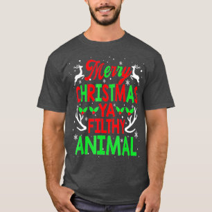 Camiseta Feliz Natal Animal Sujo Ya Men Mulheres Crianças