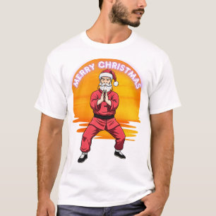 Camiseta Feliz Natal Artes Marciais Papai Noel Kung Fu Wing