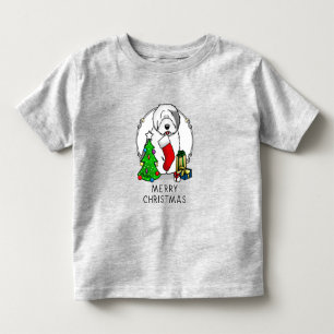 Camiseta Feliz Natal Árvore 2 Antiga Cinza de Ovino Inglês