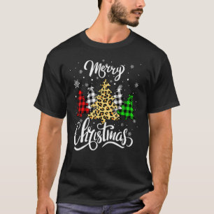 Camiseta Feliz Natal Árvore Buffalo Xadrez Vermelha Verde