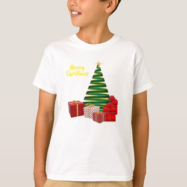 Camiseta Feliz Natal ~ Árvore com presentes (Frente)