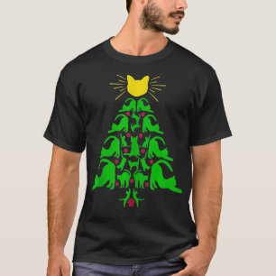 Camiseta Feliz Natal Árvore de Natal Feliz Amor De Gato