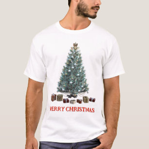 Camiseta Feliz Natal. Árvore (design 3) com presentes