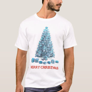 Camiseta Feliz Natal. Árvore (design 4) com presentes