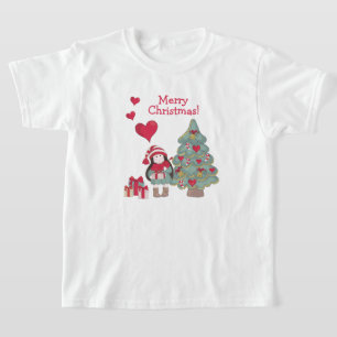 Camiseta Feliz Natal - Árvore e Garota Decoradas