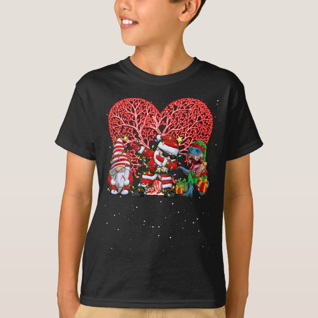 Camiseta Feliz Natal Árvore papais noeis de Natal GnomosChr (Frente)