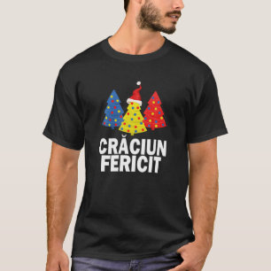 Camiseta Feliz Natal Árvore Romena Bandeira Romena