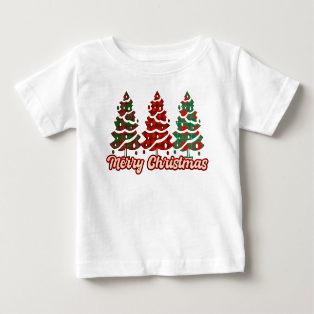 Camiseta Feliz Natal Árvores Xadrez Búfalo Design-42019 (Frente)