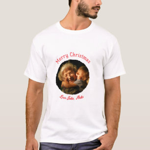 Camiseta Feliz Natal avó filha foto círculo