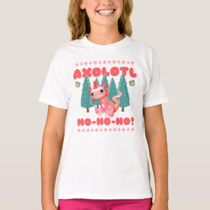 Camiseta Feliz Natal Axolotl Ho-Ho-Ho!