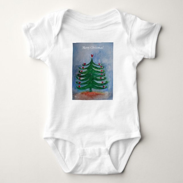 Camiseta Feliz Natal Bebê Jersey Bodycase (Frente)