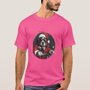Camiseta Feliz Natal Bernese Mountain Dog Bike Cute San