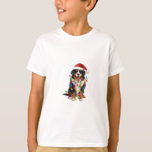 Camiseta Feliz Natal Bernese Mountain Dog Santa Hat