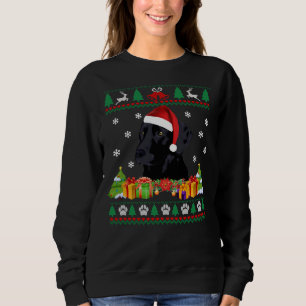 Camiseta Feliz Natal Black Lab Dog Ugly Sweater Papais noei