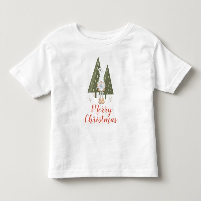 Camiseta Feliz Natal Bonito Gnome Bluebird (Frente)
