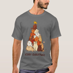 Camiseta Feliz Natal Bonito Presente De Árvore De Gato De N