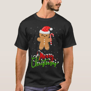 Camiseta Feliz Natal Brincando com Biscoito de Gengibre