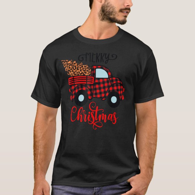 Camiseta Feliz Natal Buffalo Tree Red Xadrez (Frente)