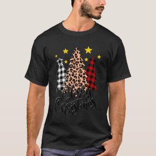 Camiseta Feliz Natal Buffalo Xadrez Red Leopard Tree Hol