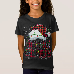 Camiseta Feliz Natal Buffalo Xadrez Red Santa Hat Memaw