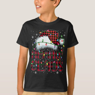 Camiseta Feliz Natal Buffalo Xadrez Red Santa Hat Memaw
