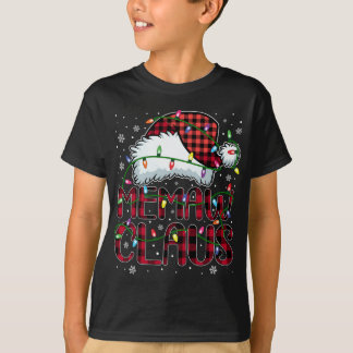 Camiseta Feliz Natal Buffalo Xadrez Red Santa Hat Memaw